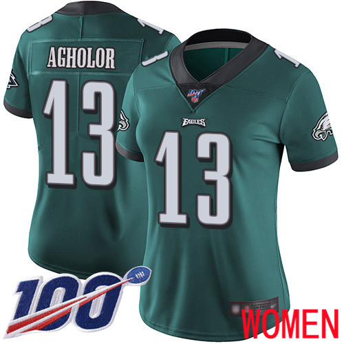 Women Philadelphia Eagles 13 Nelson Agholor Midnight Green Team Color Vapor Untouchable NFL Jersey1